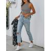 imageREORIA Butsmooth Womens Sleeveless Halter Neck Double Lined Casual Basic Tank Crop TopsDeep Grey