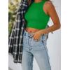 imageREORIA Butsmooth Womens Sleeveless Halter Neck Double Lined Casual Basic Tank Crop TopsGreen
