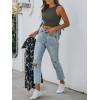 imageREORIA Butsmooth Womens Sleeveless Halter Neck Double Lined Casual Basic Tank Crop TopsGreen Grey