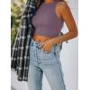 imageREORIA Butsmooth Womens Sleeveless Halter Neck Double Lined Casual Basic Tank Crop TopsGrey Purple