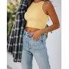 imageREORIA Butsmooth Womens Sleeveless Halter Neck Double Lined Casual Basic Tank Crop TopsHoneybee