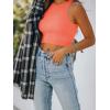imageREORIA Butsmooth Womens Sleeveless Halter Neck Double Lined Casual Basic Tank Crop TopsNeon Pink