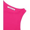 imageREORIA Butsmooth Womens Sleeveless Halter Neck Double Lined Casual Basic Tank Crop TopsNeon Rose Red