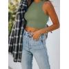 imageREORIA Butsmooth Womens Sleeveless Halter Neck Double Lined Casual Basic Tank Crop TopsOlive Green