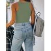 imageREORIA Butsmooth Womens Sleeveless Halter Neck Double Lined Casual Basic Tank Crop TopsOlive Green