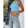 imageREORIA Butsmooth Womens Sleeveless Halter Neck Double Lined Casual Basic Tank Crop TopsSky Blue