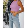imageREORIA Butsmooth Womens Sleeveless Halter Neck Double Lined Casual Basic Tank Crop TopsViolet