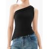 imageREORIA Womens One Shoulder Tops Summer Y2K Tank Top Asymmetric Sexy Cute Trendy Sleeveless Going Out Shirts 2025Black