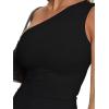 imageREORIA Womens One Shoulder Tops Summer Y2K Tank Top Asymmetric Sexy Cute Trendy Sleeveless Going Out Shirts 2025Black