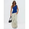imageREORIA Womens One Shoulder Tops Summer Y2K Tank Top Asymmetric Sexy Cute Trendy Sleeveless Going Out Shirts 2025Blue