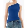 imageREORIA Womens One Shoulder Tops Summer Y2K Tank Top Asymmetric Sexy Cute Trendy Sleeveless Going Out Shirts 2025Blue