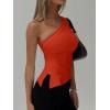 imageREORIA Womens One Shoulder Tops Summer Y2K Tank Top Asymmetric Sexy Cute Trendy Sleeveless Going Out Shirts 2025Cherry Tomato