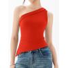 imageREORIA Womens One Shoulder Tops Summer Y2K Tank Top Asymmetric Sexy Cute Trendy Sleeveless Going Out Shirts 2025Cherry Tomato