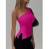 imageREORIA Womens One Shoulder Tops Summer Y2K Tank Top Asymmetric Sexy Cute Trendy Sleeveless Going Out Shirts 2025Rose Pink