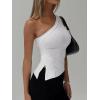 imageREORIA Womens One Shoulder Tops Summer Y2K Tank Top Asymmetric Sexy Cute Trendy Sleeveless Going Out Shirts 2025White