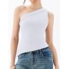 imageREORIA Womens One Shoulder Tops Summer Y2K Tank Top Asymmetric Sexy Cute Trendy Sleeveless Going Out Shirts 2025White