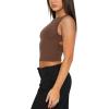 imageREORIA Womens Sexy Open Back High Neck Sleeveless Tank Top Y2k Trendy Backless Crop TopsCoffee