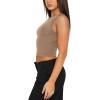 imageREORIA Womens Sexy Open Back High Neck Sleeveless Tank Top Y2k Trendy Backless Crop TopsKhaki