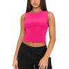 imageREORIA Womens Sexy Open Back High Neck Sleeveless Tank Top Y2k Trendy Backless Crop TopsRose Red