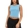imageREORIA Womens Sexy Open Back High Neck Sleeveless Tank Top Y2k Trendy Backless Crop TopsSky Blue