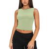 imageREORIA Womens Sexy Open Back High Neck Sleeveless Tank Top Y2k Trendy Backless Crop TopsTender Green