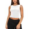 imageREORIA Womens Sexy Open Back High Neck Sleeveless Tank Top Y2k Trendy Backless Crop TopsWhite