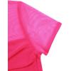 imageREORIA Womens Sexy Trendy Sheer Mesh Ruched Mock Turtleneck Short Sleeve Going Out Shirts Crop TopsNeon Rose Red