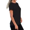 imageREORIA Womens Summer Crewneck Short Sleeve Cotton Tunic Tops Loose Fit Solid T Shirts 2025 Basic TeesBlack