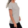 imageREORIA Womens Summer Crewneck Short Sleeve Cotton Tunic Tops Loose Fit Solid T Shirts 2025 Basic TeesGrey