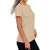 imageREORIA Womens Summer Crewneck Short Sleeve Cotton Tunic Tops Loose Fit Solid T Shirts 2025 Basic TeesSand