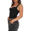 imageREORIA Womens Summer Sexy Square Neck Sleeveless Going Out Trendy Lace Bustier Tank Crop TopsBlack