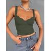 imageREORIA Womens Summer Sexy Square Neck Sleeveless Going Out Trendy Lace Bustier Tank Crop TopsGrey