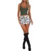 imageREORIA Womens Summer Sexy Square Neck Sleeveless Going Out Trendy Lace Bustier Tank Crop TopsGrey
