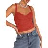 imageREORIA Womens Summer Sexy Square Neck Sleeveless Going Out Trendy Lace Bustier Tank Crop TopsRusty Red