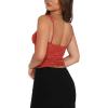 imageREORIA Womens Summer Sexy Square Neck Sleeveless Going Out Trendy Lace Bustier Tank Crop TopsRusty Red