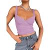imageREORIA Womens Summer Sexy Square Neck Sleeveless Going Out Trendy Lace Bustier Tank Crop TopsViolet