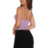 imageREORIA Womens Summer Sexy Square Neck Sleeveless Going Out Trendy Lace Bustier Tank Crop TopsViolet
