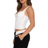 imageREORIA Womens Summer Sexy Square Neck Sleeveless Going Out Trendy Lace Bustier Tank Crop TopsWhite