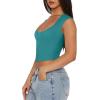 imageREORIA Womens Trendy Butsmooth Sexy Casual V Neck Double Lined Sleeveless Slimming Going Out Crop Tank TopAcid Blue