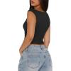 imageREORIA Womens Trendy Butsmooth Sexy Casual V Neck Double Lined Sleeveless Slimming Going Out Crop Tank TopBlack