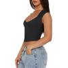 imageREORIA Womens Trendy Butsmooth Sexy Casual V Neck Double Lined Sleeveless Slimming Going Out Crop Tank TopBlack