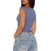 imageREORIA Womens Trendy Butsmooth Sexy Casual V Neck Double Lined Sleeveless Slimming Going Out Crop Tank TopBlue Nova