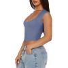 imageREORIA Womens Trendy Butsmooth Sexy Casual V Neck Double Lined Sleeveless Slimming Going Out Crop Tank TopBlue Nova