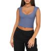 imageREORIA Womens Trendy Butsmooth Sexy Casual V Neck Double Lined Sleeveless Slimming Going Out Crop Tank TopBlue Nova
