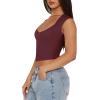 imageREORIA Womens Trendy Butsmooth Sexy Casual V Neck Double Lined Sleeveless Slimming Going Out Crop Tank TopBurgundy