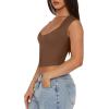 imageREORIA Womens Trendy Butsmooth Sexy Casual V Neck Double Lined Sleeveless Slimming Going Out Crop Tank TopCoffee