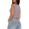 imageREORIA Womens Trendy Butsmooth Sexy Casual V Neck Double Lined Sleeveless Slimming Going Out Crop Tank TopHazy Lilac