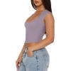 imageREORIA Womens Trendy Butsmooth Sexy Casual V Neck Double Lined Sleeveless Slimming Going Out Crop Tank TopHazy Lilac