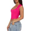 imageREORIA Womens Trendy Butsmooth Sexy Casual V Neck Double Lined Sleeveless Slimming Going Out Crop Tank TopNeon Rose Red