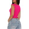 imageREORIA Womens Trendy Butsmooth Sexy Casual V Neck Double Lined Sleeveless Slimming Going Out Crop Tank TopNeon Rose Red